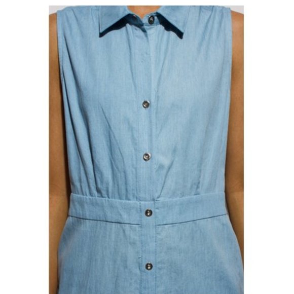 Chambray Sleeveless Denim Midi Dress - Picture 6 of 6